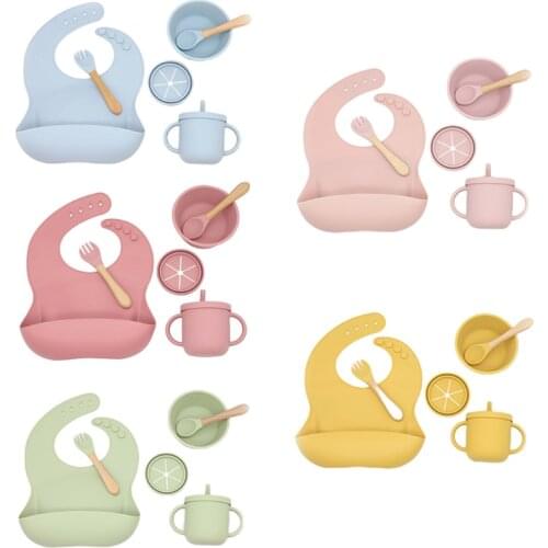 Tasteless Silicone Tableware Set for Children Cultivate Babys Hands-on Ability