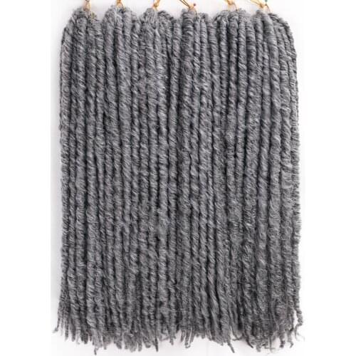 ONYX 20inch Gery Straight Goddess Faux Locs Crochet Braids Grey Synthetic Hair Extension 18 stands/Pack Heat Resistant Hair