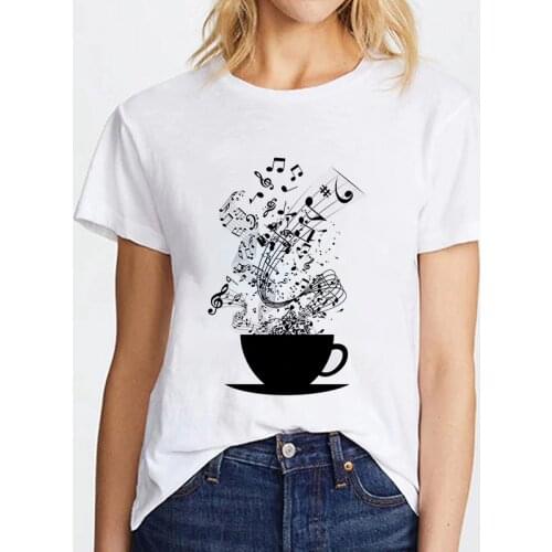 2020 new music note printed T shirt Women hipster T-shirt female Fashion Harajuku white tops T Shirt clothing