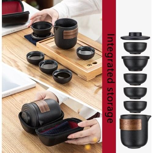 Portable Travel Tea set include 1 Teapot 4 Teacups ,Beautiful and easy teapot kettle,Chinese Ceramic Portable Teaset gaiwan