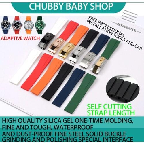 20mm 21mm 22mm Blue Red Black watchband soft Rubber Watch Band For ROLE strap for Daytona Submarine Sub-mariner GMT series