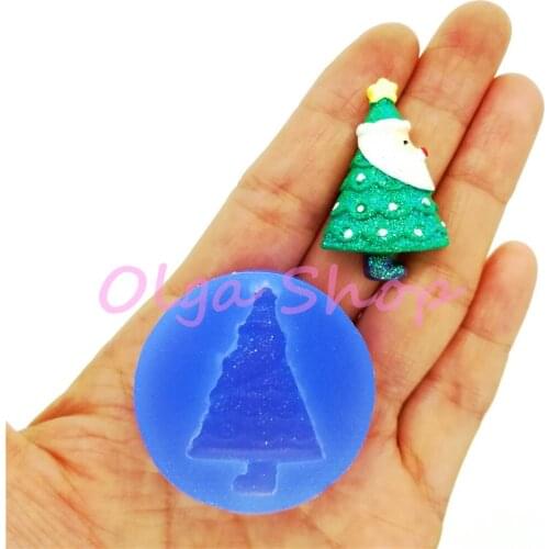 JYL381 35.9mm x 22.4mm Christmas Tree Silicone Mold Fondant Cake Decoration Candy Chocolate Craft Resin Clay Pendant Earrings