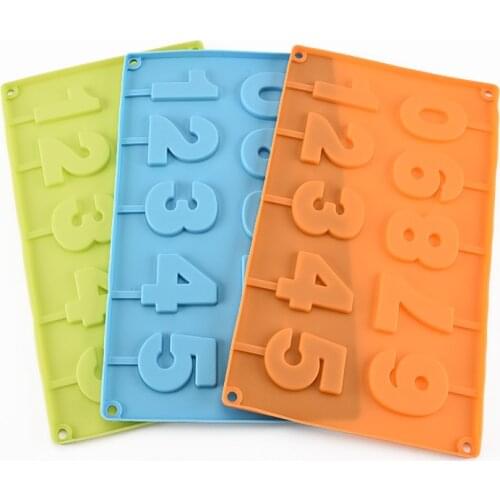 Numbers Lollipop Mold Silicone Chocolate Mould With Sticks 0~9 Fondant Cake Decorating Tools D941