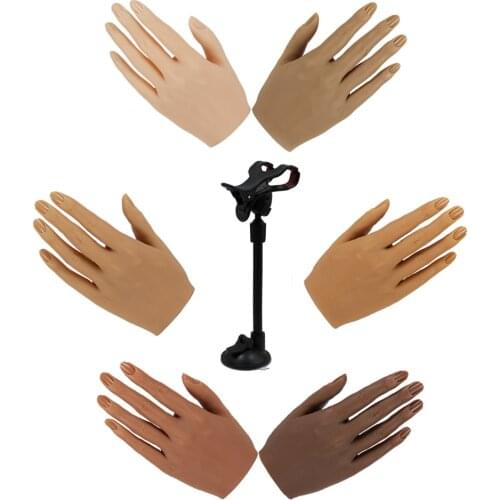 Nail Practice Silicone Hand Model With Clip Fake Nails Can Be Inserted Into Professional Nail Tools