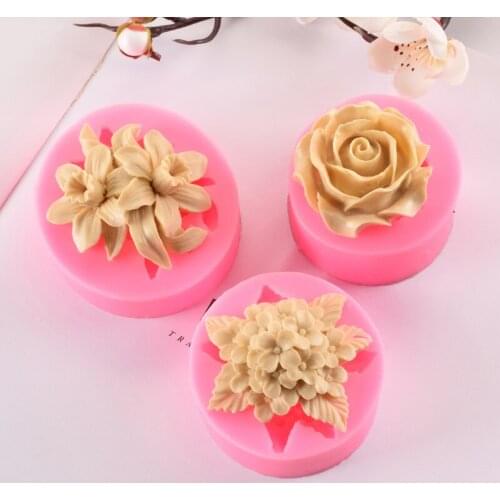 Lilac rose lily flip saccharine mold gypsum cake decorative mold diy chocolate baking tool