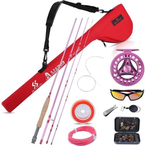 Sougayilang 4 Section Fly Fishing Rod Set 2.7M Fly Rod and 5/6 Fly Reel Combo with Fishing Lure Line Box Set Fly Fishing Tackle