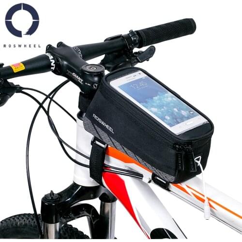 ROSWHEEL Cycling Bicycle Bike Cell Mobile Phone Front Frame Tube Storage Bag Pannier Case Holder for 5.7" Screen Phones
