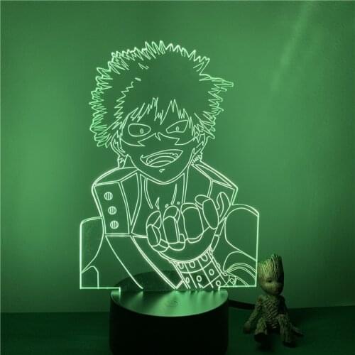 3D LED Night Light My Hero Academia Bakugou Katsuki Fist Anime Figure 7 Colors Touch Optical Illusion Lamp Bedroom Decoration