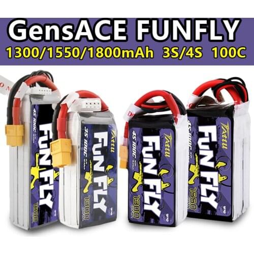 TATTU FUNFLY 1300mAh 1550mAh 3S 4S 11.1V 14.8V 100C Lipo Battery XT60 Plug for FPV 250 230 210 180 Size Drone