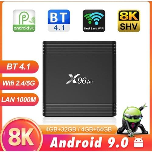 X96 Air Android 9.0 TV Box Amlogic S905X3 H.265 8K 100M/1000M dual-band wifi 2.4G/5G Set Top Box X96 air smart TV box