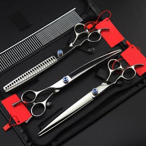 4 kit Professional japan left handed pet 8 inch shears dog grooming cutting hair scissors thinning barber hairdressing scissors