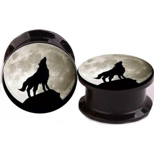 New Acrylic Animal Wolf Ear Expansion Ear Plugs Flared Women Body Jewelry Tunnels Body Piercing Ear Expansions Summer Style