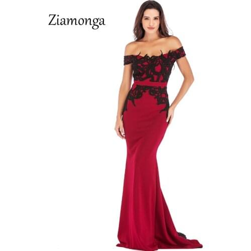 Ziamonga Vestido De Festa Mermaid Lace Top Bodice Slim Bodycon Long Dress Formal Party Dresses Charming Wedding Party Gown Dress