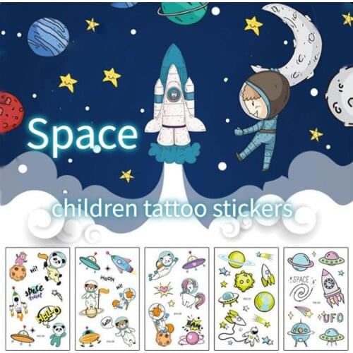 1pcs Childrens Space Series Temporary Tattoo Boys and Girls Arm Cartoon Astronauts Art Tattoo Stickers Temporary Tatoo