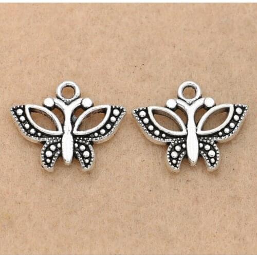 10pcs Antique Silver Plated Butterfly Charms Pendants Fit Jewelry Making Bracelet Findings Accessories Diy Handmade 16x19mm
