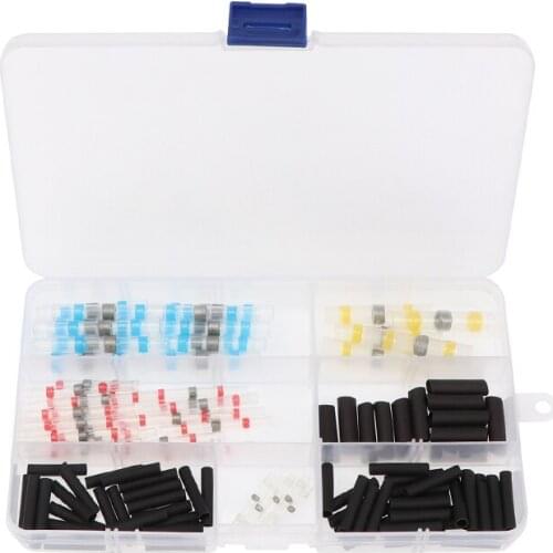 110PCS Seal Heat Shrink Insulated Solder Butt Wire Terminals Electric Wire Connectors Waterproof Terminals & Heat Shrink Tube