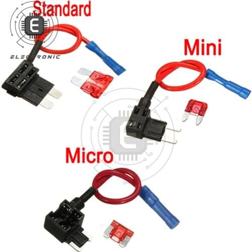 12V Mini Micro Standard Plug-In Car Fuse Holder Add-a-circuit TAP Adapter with 10A Blade