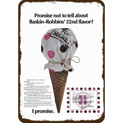 1970 Baskin-robbins Ice Cream Vintage Look Replica Metal Sign