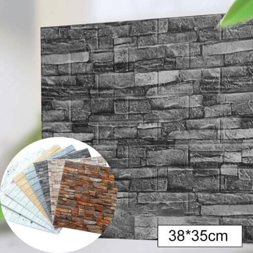 3D Tile Brick Wall Sticker Waterproof Foam Panel Wallpaper 10PCS 35*38cm Wall Decals Brick Pattern For Living Room Bedroom