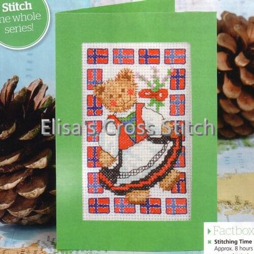 CD243 14ct DIY Greeting Card Special Art Popular Full Set CrossStitch Greeting Card Cake Birthday Christmas Gift Bear