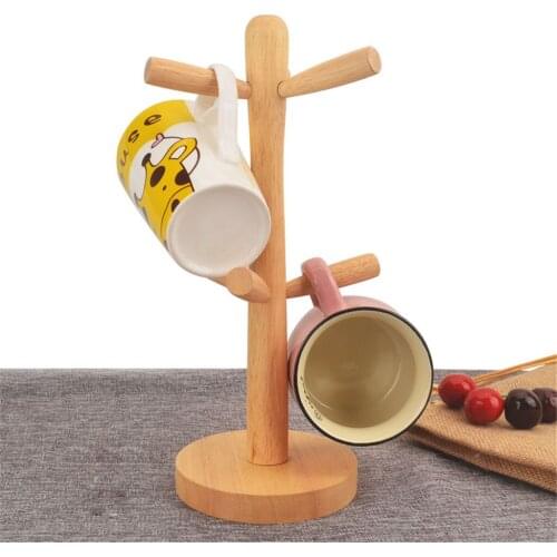 Tree Shape Coffee Tea Cup Rack Storage Holder Stand Kitchen Towel Paper Roll Holder Wood Wooden Stand New Drinkware Shelf