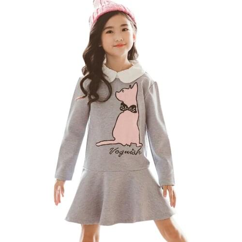 Dress For Girls Cartoon Pattern Girl Child Dress Spring Autumn Party Dress Child Teenage Girls Clothing 6 8 10 12 14