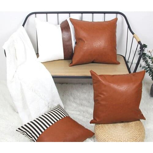 Home Furnishing Nordic American Modern Combination Leather Cushion PU Leather Throw Pillowcase Home Decoration Supplies