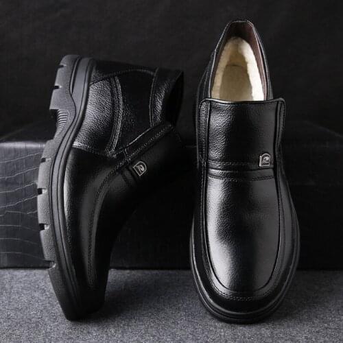 DwayneCotton shoes mens Martin boots mens sets of feet real leather winter plus velvet cotton boots warm mens high shoes38-44