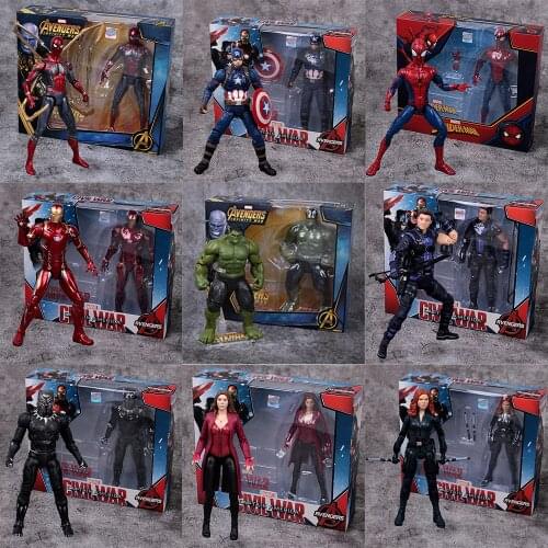 17cm Genuine Marvel Anime Figure Avengers Iron Man Captain Spider Man Cartoon Action Figure Model Kids Toy Gift with Box
