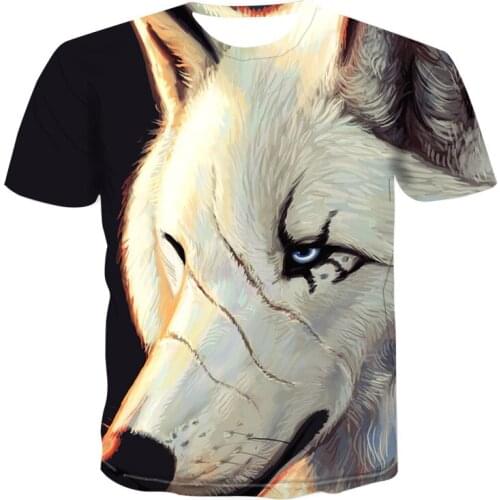 2020 new Summer fashion T-shirt Men Streetwear Round Neck Short Sleeve Tees Funny Animal Male Clothes Casual Wolf 3D Print Tops