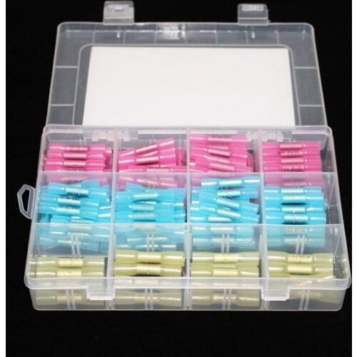 200/100/20pcs Insulated Heat Shrink Butt Terminals Electrical Splice Wire Waterproof Cable Crimp Terminals Connectors AWG 22-10