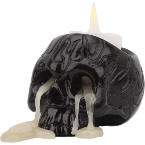 Exquisite Skull Head Halloween Candle Holder Tea Light Decoration Classic Resin Candle Holder Home Decoration