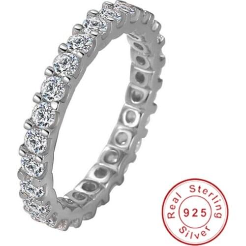 Eternity Promise Rings for women Real 925 Sterling silver AAAAA cz Female Wedding Band Ring Engagement Bridal Statement Jewelry