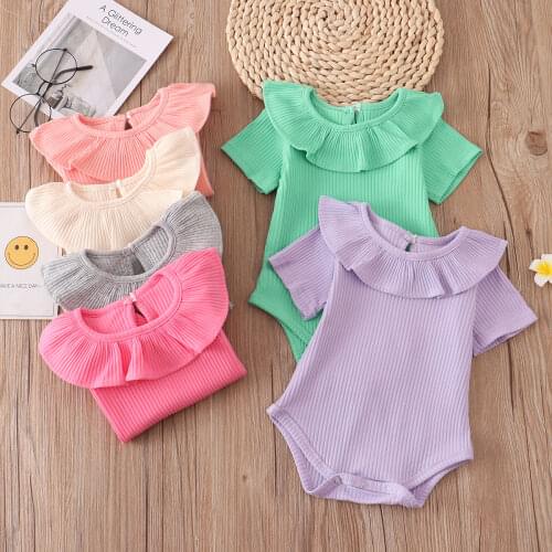 Newborn Infant Baby Rompers 0-24M 2021 Spring Summer Candy Ruffles Baby Jumpsuit New born Baby Boy Girl Clothes Outfits