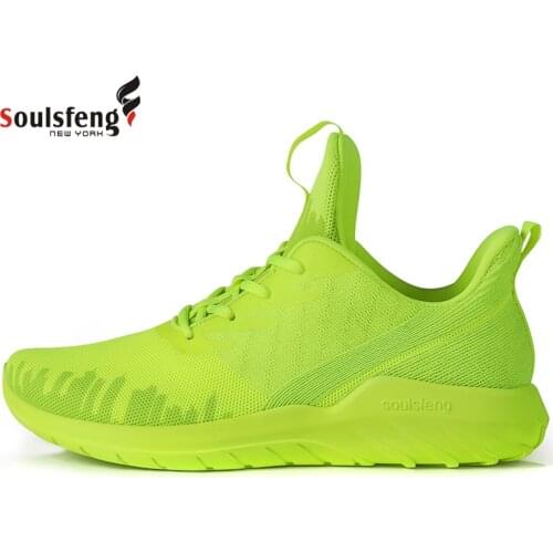 Soulsfeng Men Running Shoes Breathable Athletic West Bay Design Green Sports Training Shoes Sneakers Outdoor Jogging Shoes Women