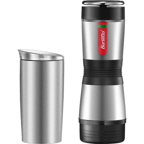 Lightweight Travel Coffee Maker Espresso Coffee Machine with 12oz/355ml Capacity Travel Mug, Manually Operated Using