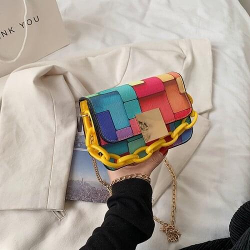 Mini Women Chain Shoulder Bags Designers Fashion Female Handbags PU Leather Flap Crossbody Bags Geometric Luxury Purses Girl