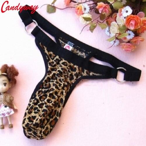 Men Mini panty leopard round hole Design for role lover Briefs sexy lingerie bodysuit g-string Underpant More Adult fun sex Game