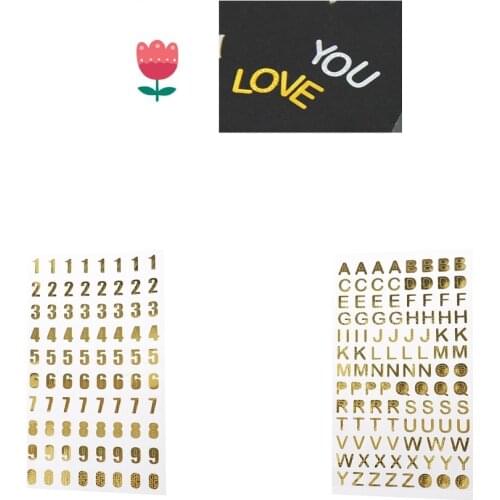 Gold On Clear Vinyl Sticky Letters, Alphabet A-Z, Number Stickers, Scrapbook
