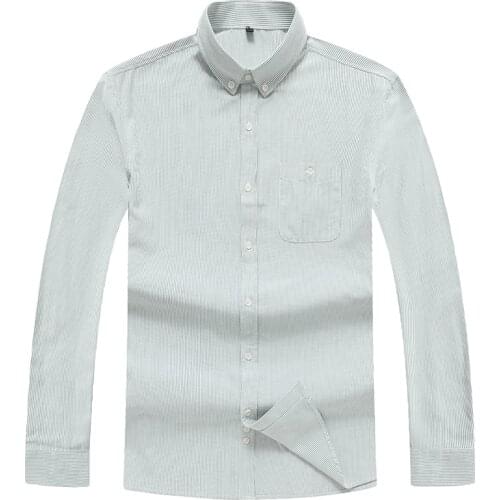 New Cotton Long Sleeve Mens Shirts Spring Autumn Striped Slim Fit Stand Collar Shirt Male Clothes Big Size 8XL Man Tops Clothing