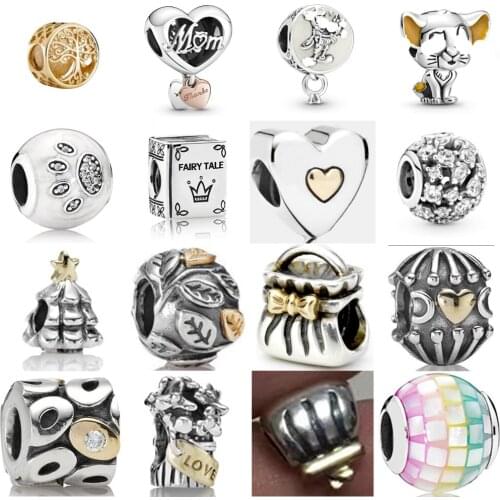 NEW 2021 100% 925 Sterling Silverw Crown Tree Love Bag Charm Pendant Fit DIY Original Bracelet Fshion Jewelry Gift