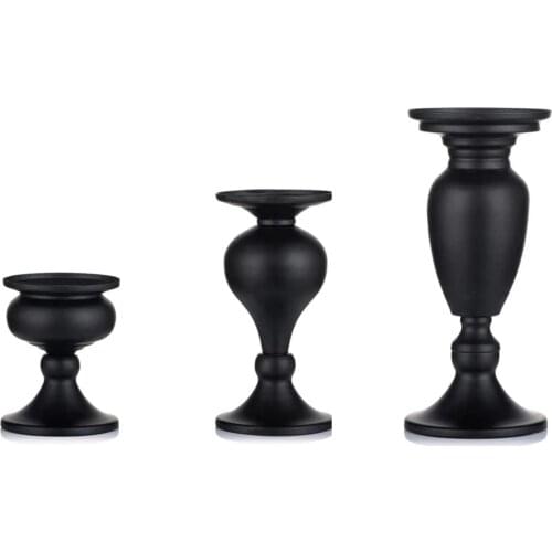 Retro Candle Holder Black Metal Candlestick Desktop Decor Taper Candle Holder For Home Office Wedding Party Dinner Evet