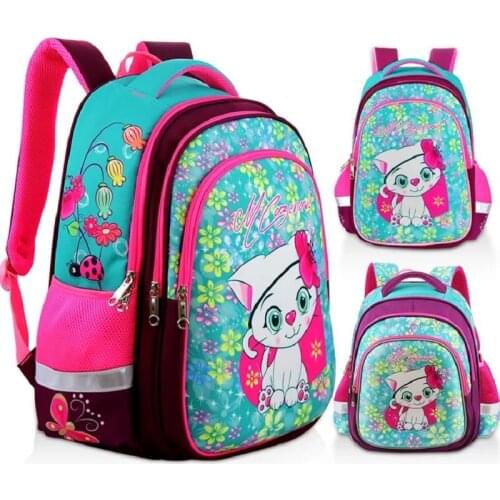 New School Bags For Girls 2019 Sweet Cute Cartoon Princess Cat Children Backpack Kids Flower Bookbag Primary School Backpack