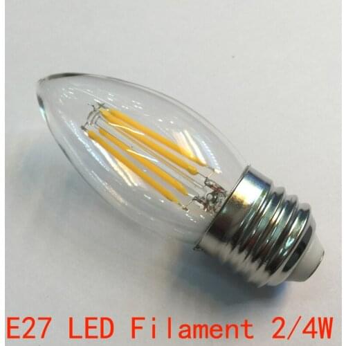 2W 4W C35 E27 Led filament bulb LED Light 220V Edison Retro Bulbble White/ Warm White Energy Saving Light 2=20W 4W=40W 4pcs/lot