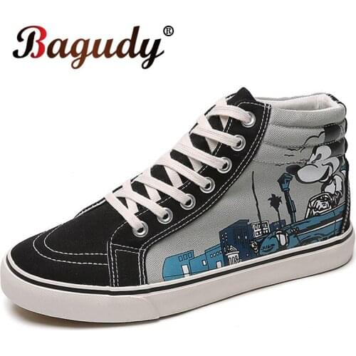 Fashion Men Comfortable Non-slip Skateboard Shoes Cartoon Pictures High Quality Casual Shoes Men Flats Oxfords Shoes Cool 39-44