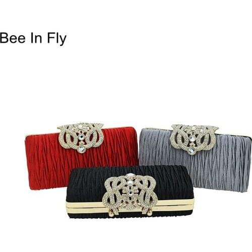 Vintage Black Pleated Designer Bag Red Women Handbag Designer Crossbody Bags Evening Clutch Purse Satin Pleated Wedding Clutches