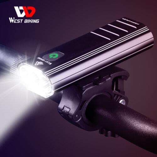 WEST BIKING 3000 Lumen Bike Light 3 LED 5200mAh USB Rechargeable MTB Front Rear Lamp Waterproof Flashlight With 2 Brackets