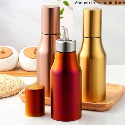 Bright gold High-end kitchenware 500ML Oil Dispenser Dust-Proof Oil Can Durable Soy Sauce Leakproof Olive Oil Bottle spice jars