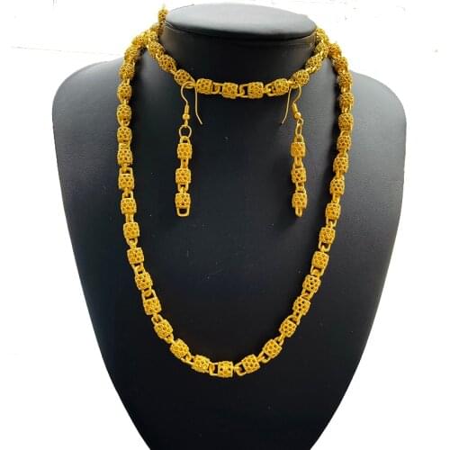 African Dubai Fashion Ethiopia Fashion gold color jewelry sets Dubai for women best gifts Party wedding Necklace and Earrings