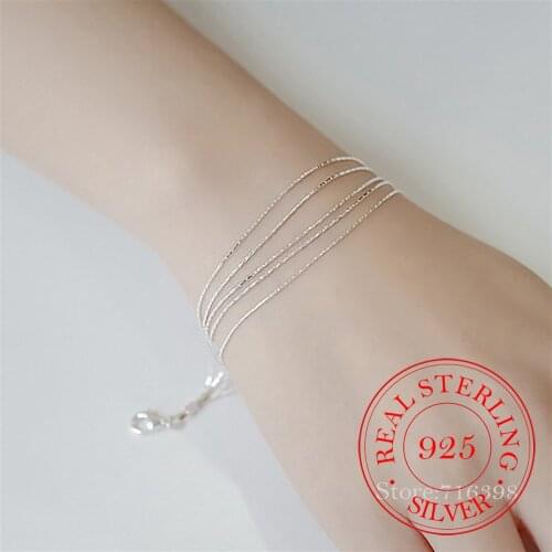 925 Sterling Silver Handmade Charm Bracelet &Bangle For Women Fashion Jewelry Brincos